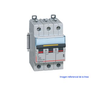INTERRUPTOR TERMOMAGNETICO DIN DX3 10000  C50, 3X50A, IEC 60947, 32ka/230Vac - 16ka/400Vac 042805111 Legrand