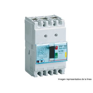 INTERRUPTOR TERMOMAGNETICO DPX3 160 LCD 3P REG. 128A a 160A 16kA 042802096 Legrand