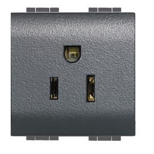 TOMA AMERICANO 2P+T, 15A127/250V 2 MOD LIVING-LIGHT ANTRACITA L4128S Bticino