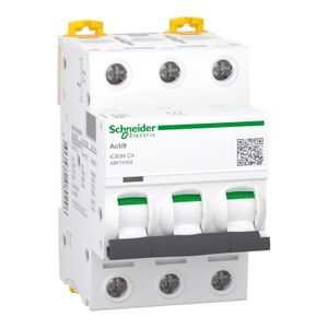 INTERRUPTOR TERMOMAGNETICO , ACTI 9 IC60N, 3 X 4 A 20KA 220V A9F74304 Schneider Electric