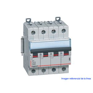 INTERRUPTOR TERMOMAGNETICO DIN DX3 6000  C10, 4X10A, IEC 60947, 25ka/230Vac - 10ka/400Vac 407926 Legrand