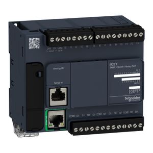 PLC MODICON M221, 14 ENT. DIGITALES, 10 SAL. RELE, 1 ETH.+1 MODBUS, 110-240VAC TM221CE24R Schneider Electric
