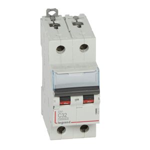 INTERRUPTOR TERMOMAGNETICO DIN DX3 10000  C32, 2X32A, IEC 60947, 32ka/230Vac - 16ka/400Vac 409205 Legrand