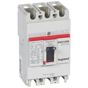 INTERRUPTOR TERMONAGNETICO FIJO DRX 125 3P, 25A , 10KA  380/415 VAC 027002 Legrand