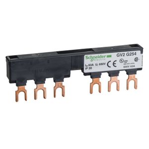 BARRA DE DISTRIBUCION ,3 POLOS /63 A / 2 DERIVACIONES -PASO 54 MM GV2G254 Schneider Electric